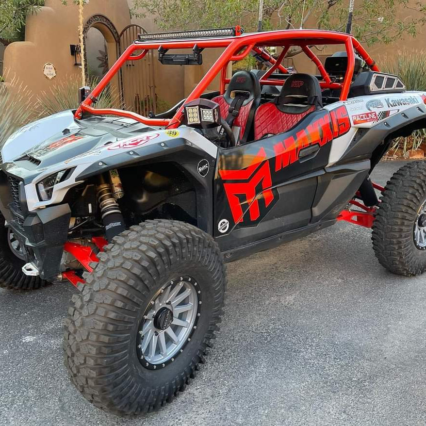 voodoo rr krx 2 seat rollcage installed on a white and black krx1000