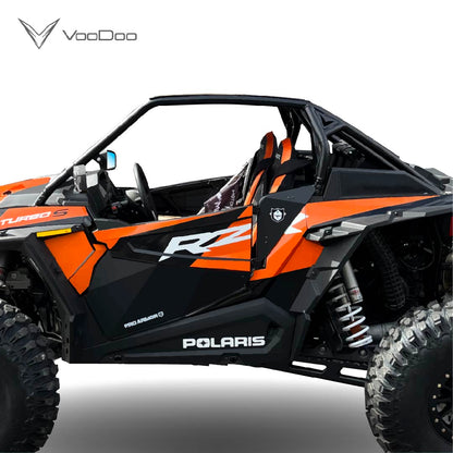 voodoo roll cage for polaris rzr mounted on red and orange 2 eat poaris rzr